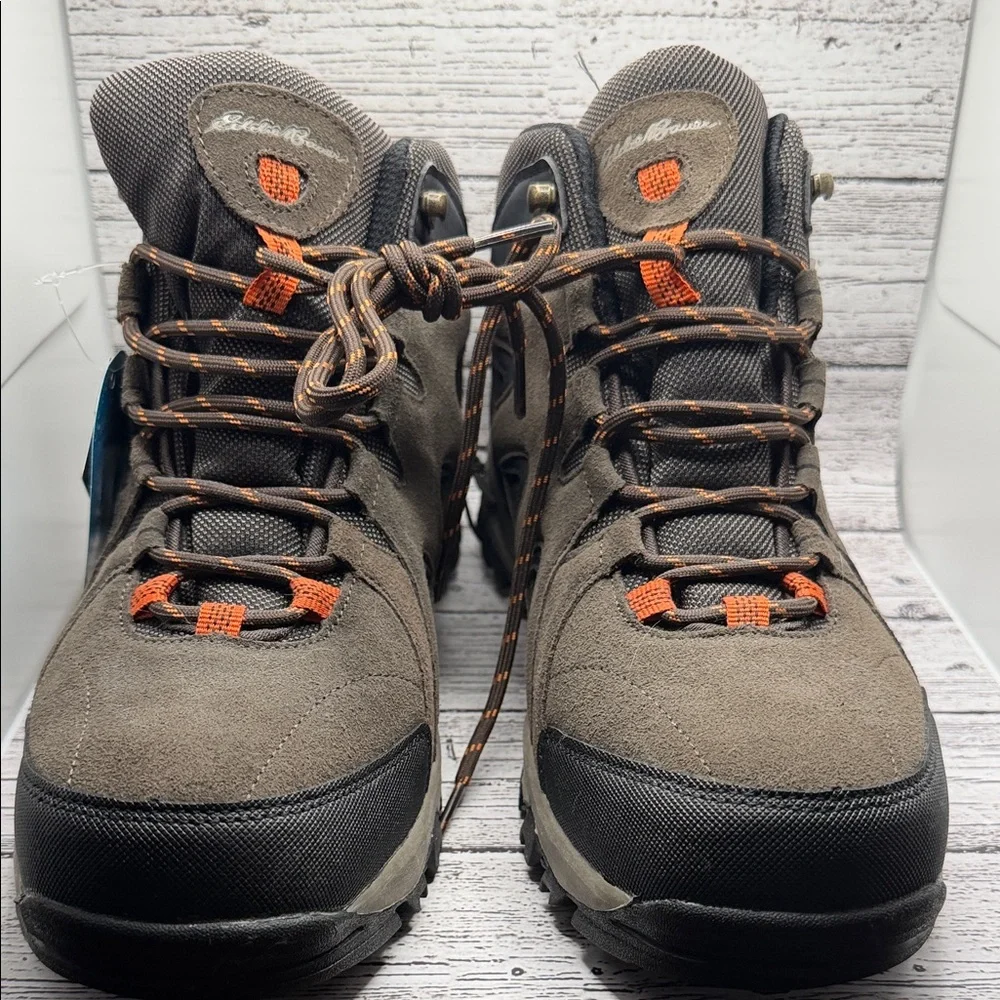 Eddie Bauer Harrison Gray and Orange leather Hiking Boots 10.5 NWT - Picture 2 of 10